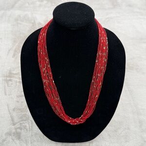 🚨3 for $15🚨 Multi-layer Beaded Necklace in Red and Gold